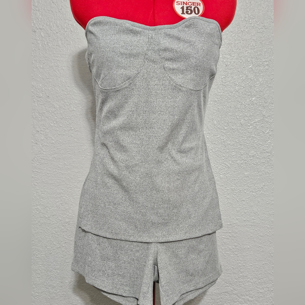 Grey Strapless Short Set